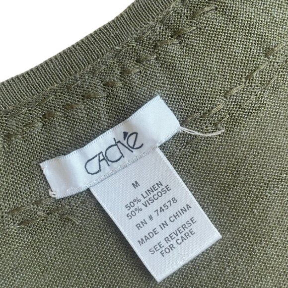 cache khaki flowy beaded scoop neck tank top size medium - Picture 4 of 8